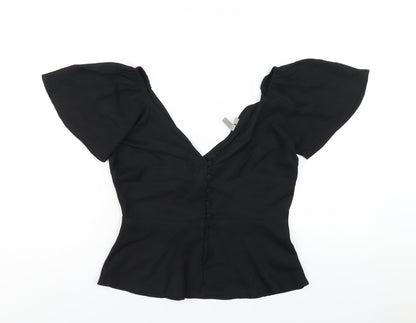 Womens UK Size 8 ASOS Black Basic Blouse