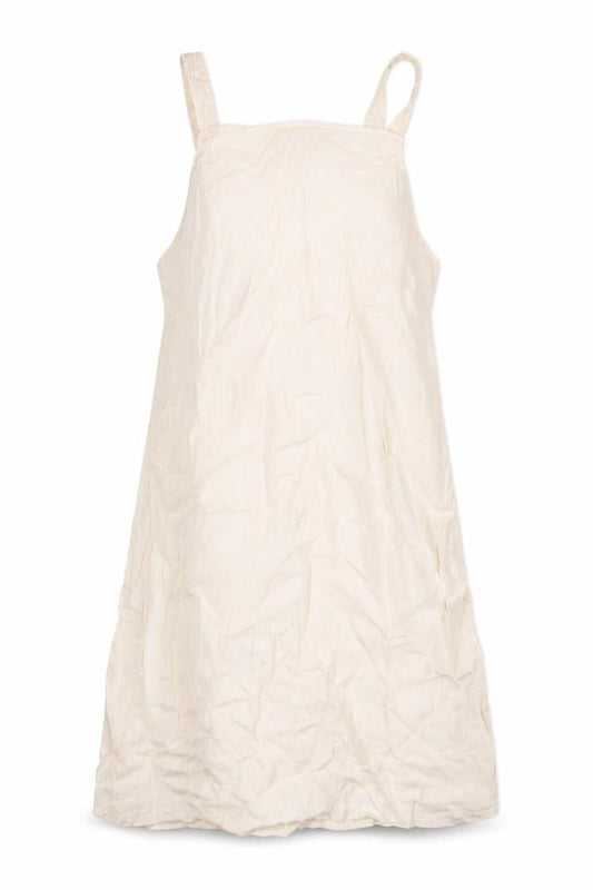 Front view of ASOS women’s beige linen a-line, size UK 10, square neck zip