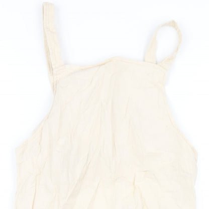ASOS Womens Beige Linen A-Line Size 10 Square Neck Zip