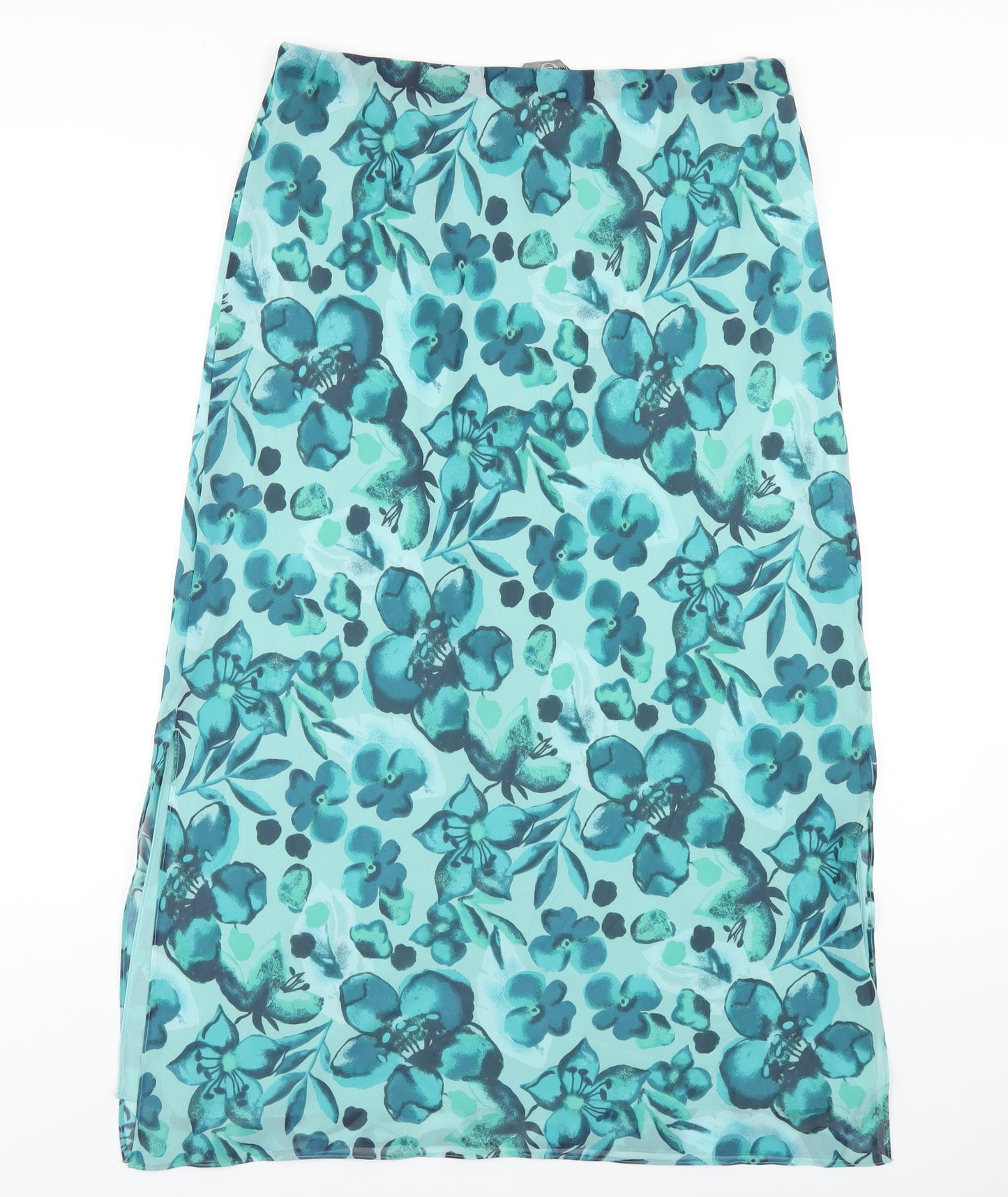 AMARANTO Womens Green Floral Polyester A-Line Skirt Size 14