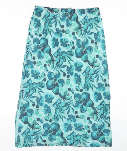 AMARANTO Womens Green Floral Polyester A-Line Skirt Size 14