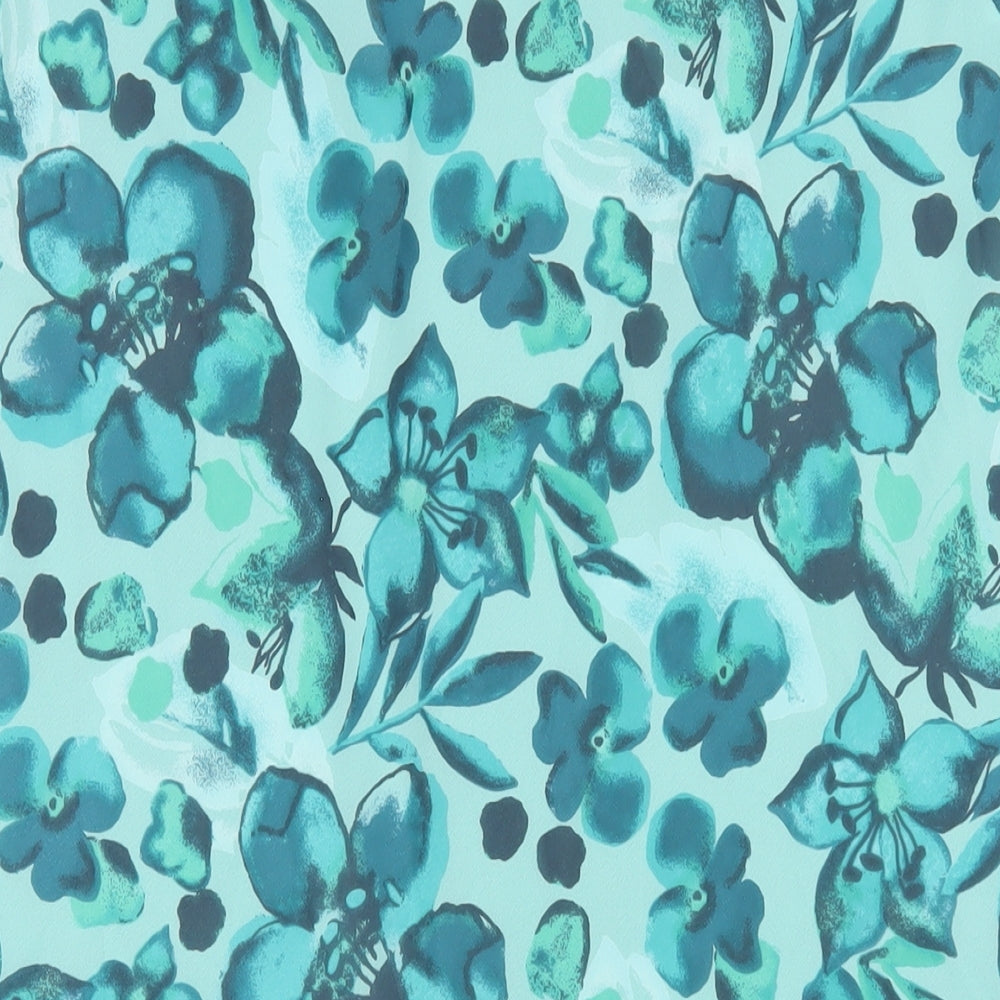 AMARANTO Womens Green Floral Polyester A-Line Skirt Size 14