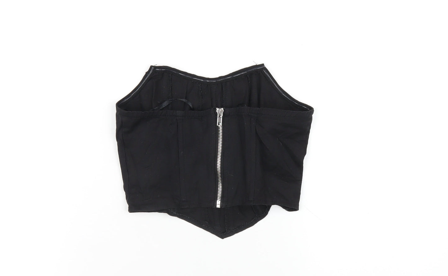 Missguided Womens Black Cotton Cropped Blouse Size 6 Square Neck - Corset