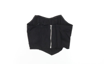 Missguided Womens Black Cotton Cropped Blouse Size 6 Square Neck - Corset