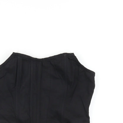Missguided Womens Black Cotton Cropped Blouse Size 6 Square Neck - Corset