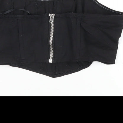 Missguided Womens Black Cotton Cropped Blouse Size 6 Square Neck - Corset
