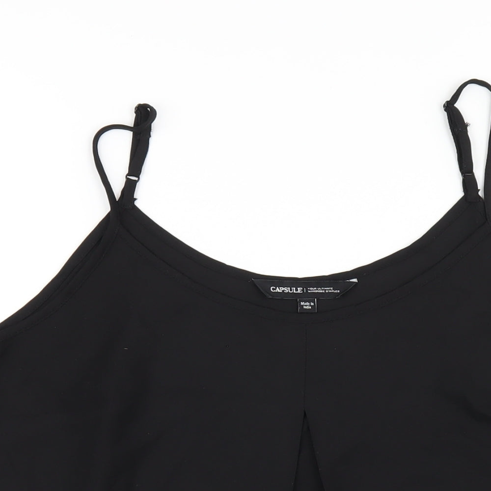 Capsule Womens Black Polyester Camisole T-Shirt Size 16 Round Neck