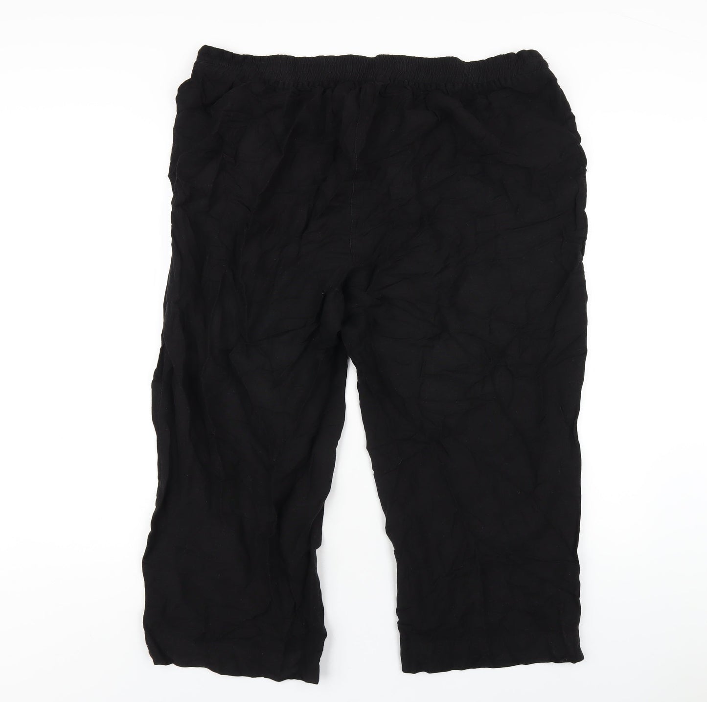 Capsule Womens Black Viscose Trousers Size 20 L23 in Regular Drawstring