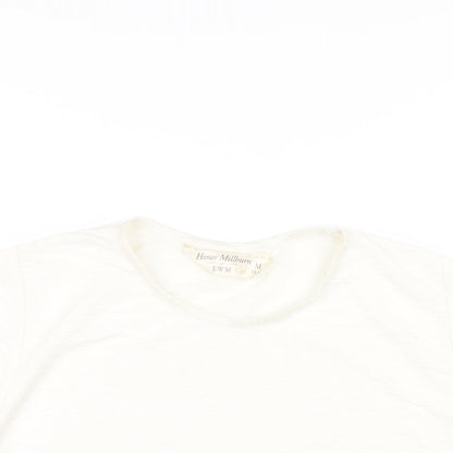 EWM Womens Ivory Polyester Basic T-Shirt Size M Round Neck