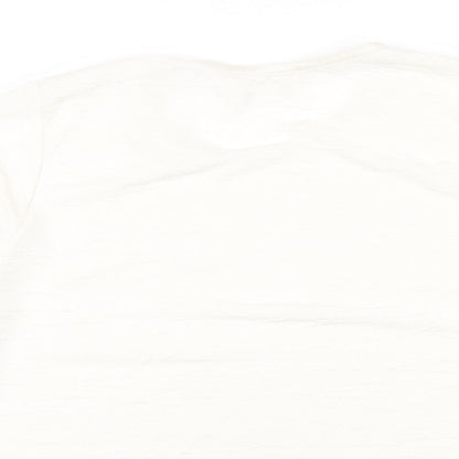 EWM Womens Ivory Polyester Basic T-Shirt Size M Round Neck