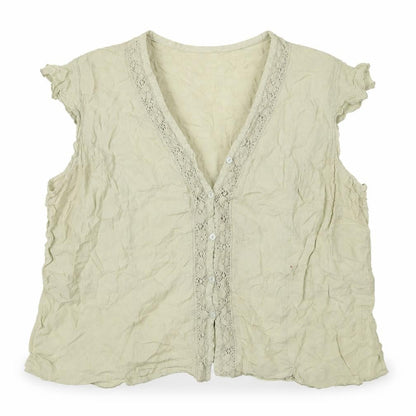Venezia Womens Green Cotton Basic Button-Up Size 22 V-Neck