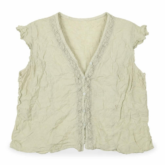 Venezia Womens Green Cotton Basic Button-Up Size 22 V-Neck