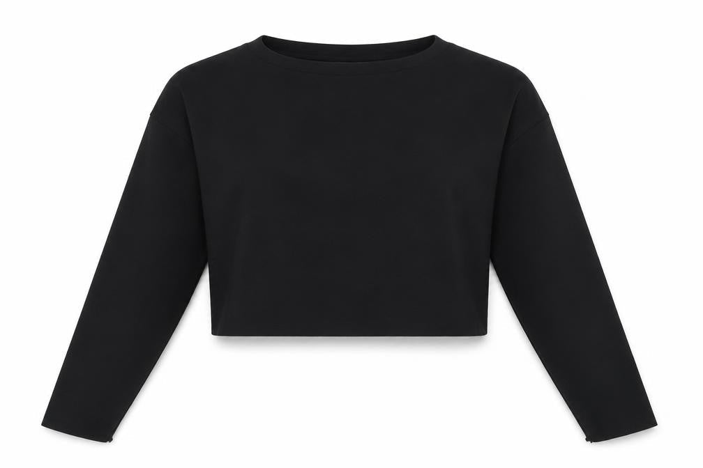 Womens UK Size 10 Missguided Black Cropped T-Shirt