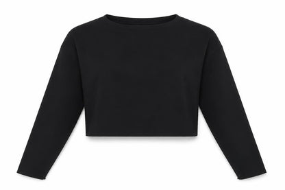 Womens UK Size 10 Missguided Black Cropped T-Shirt