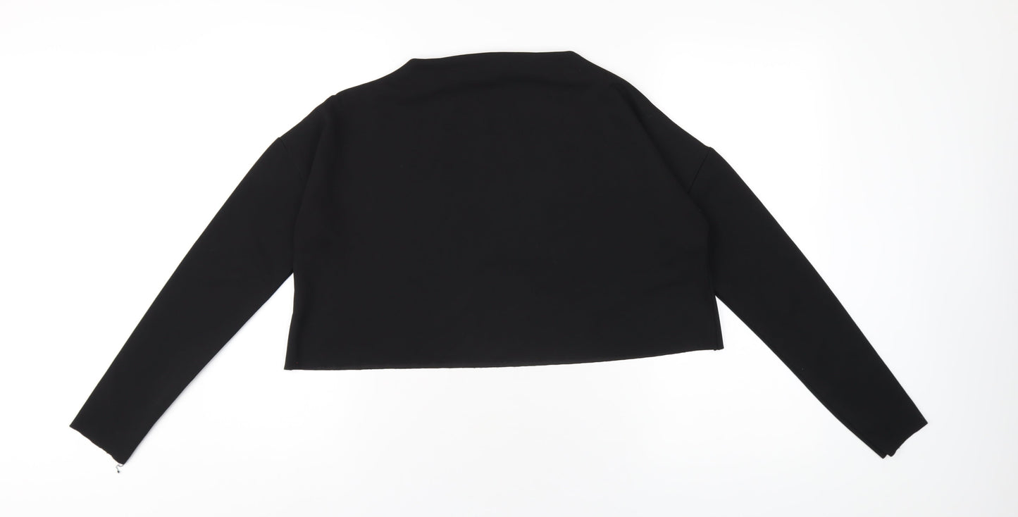 Womens UK Size 10 Missguided Black Cropped T-Shirt