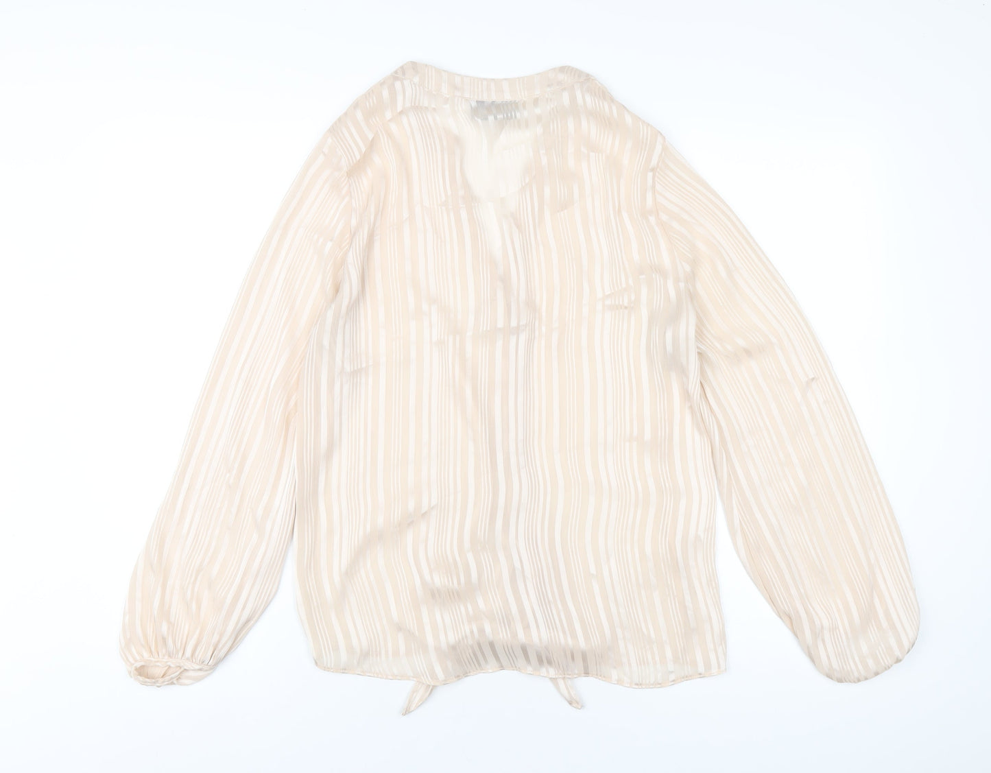 Wallis Womens Ivory Polyester Basic Button-Up Size 10 V-Neck