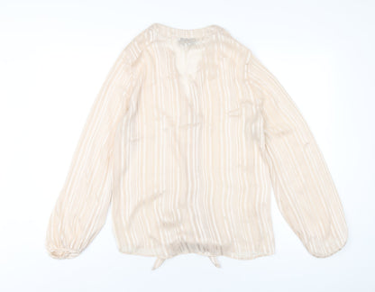 Wallis Womens Ivory Polyester Basic Button-Up Size 10 V-Neck