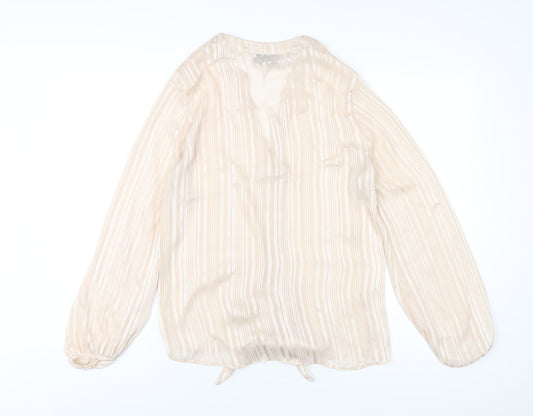 Wallis Womens Ivory Polyester Basic Button-Up Size 10 V-Neck