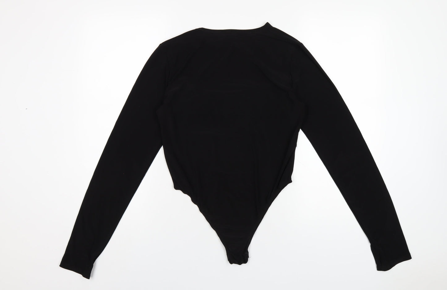 PRETTYLITTLETHING Womens Black Polyester Bodysuit One-Piece Size 16 Snap