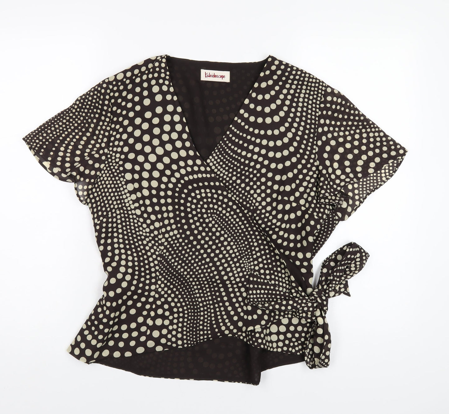 Womens UK Size 16 Kaleidoscope Brown Wrap T-Shirt