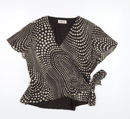 Womens UK Size 16 Kaleidoscope Brown Wrap T-Shirt