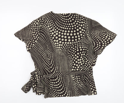 Womens UK Size 16 Kaleidoscope Brown Wrap T-Shirt