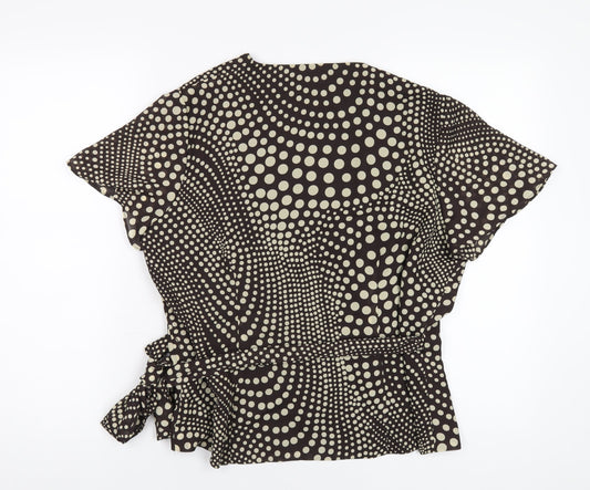 Womens UK Size 16 Kaleidoscope Brown Wrap T-Shirt