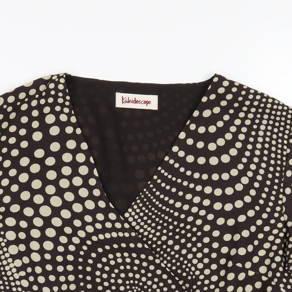 Womens UK Size 16 Kaleidoscope Brown Wrap T-Shirt