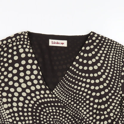 Womens UK Size 16 Kaleidoscope Brown Wrap T-Shirt