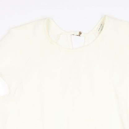 River Island Womens Ivory Polyester A-Line Size 14 Round Neck Buckle