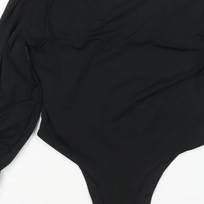 Oh Polly Womens Black Polyester Bodysuit One-Piece Size 8 Snap - Drawstring Sleeves