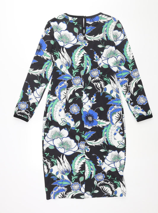 Autograph Womens Multicoloured Geometric Polyester Pencil Dress Size 12 Round Neck Zip - Floral Print