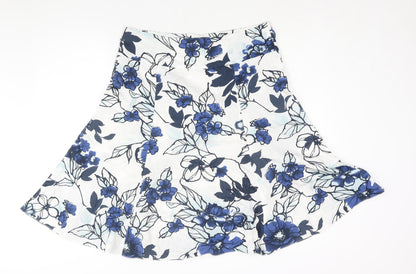 CMD Womens Blue Floral Polyester Trumpet Skirt Size 34 in Zip