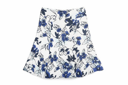 CMD Womens Blue Floral Polyester Trumpet Skirt Size 34 in Zip