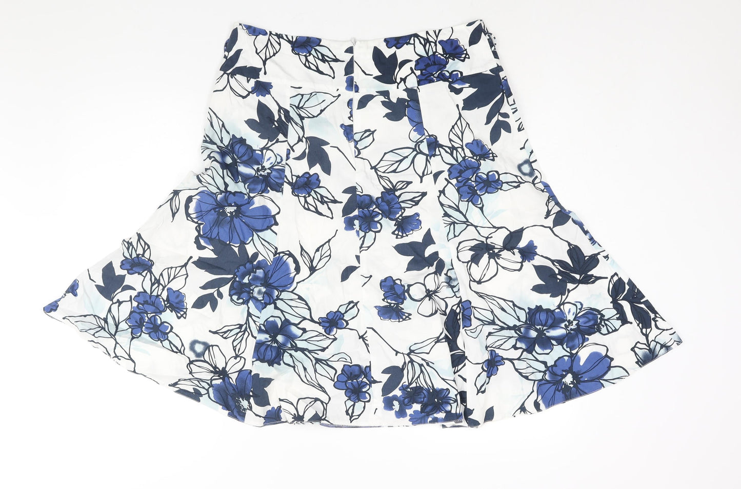 CMD Womens Blue Floral Polyester Trumpet Skirt Size 34 in Zip