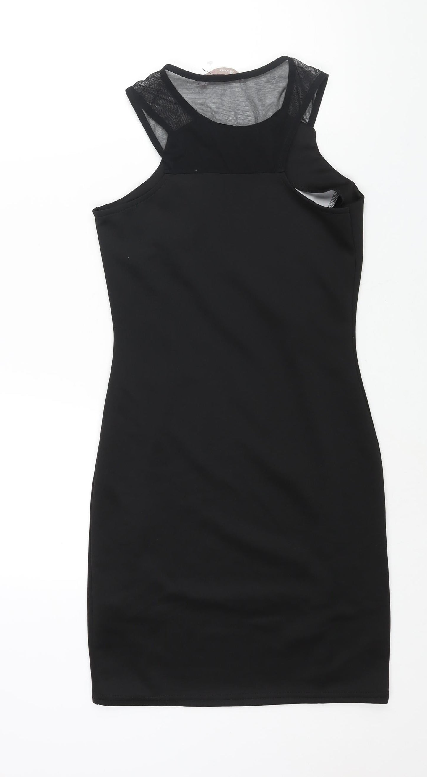 Awear Womens Black Polyester Bodycon Size 10 Round Neck Pullover - Geometric Print