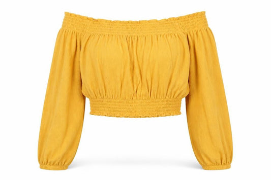 Womens UK Size M Divided by H&M Yellow Cropped Blouse