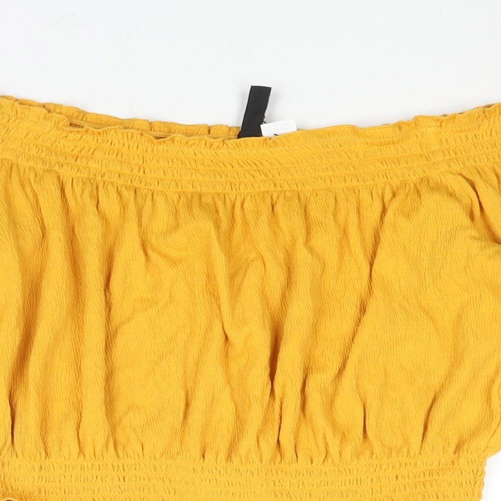 Womens UK Size M Divided by H&M Yellow Cropped Blouse
