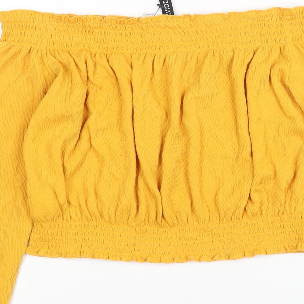Womens UK Size M Divided by H&M Yellow Cropped Blouse