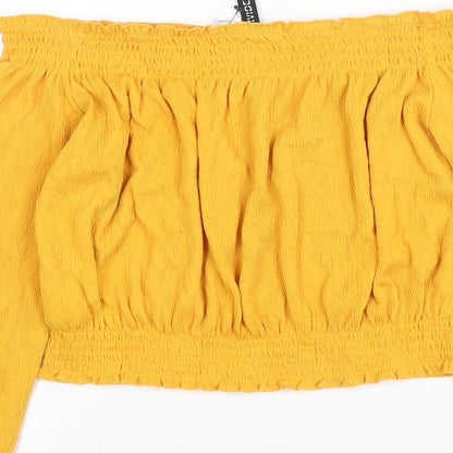Womens UK Size M Divided by H&M Yellow Cropped Blouse