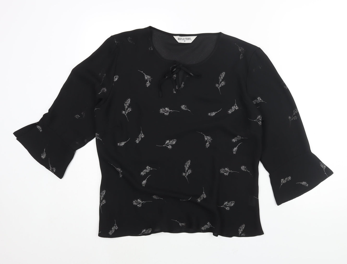 Womens UK Size M Reflections Black Basic Blouse