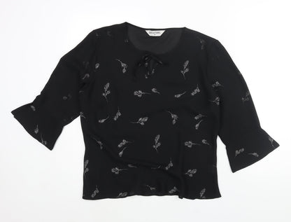 Womens UK Size M Reflections Black Basic Blouse