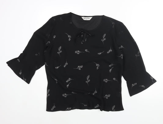 Womens UK Size M Reflections Black Basic Blouse