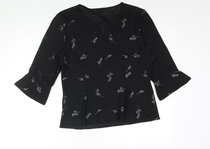 Womens UK Size M Reflections Black Basic Blouse
