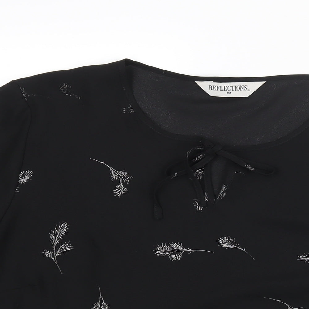 Womens UK Size M Reflections Black Basic Blouse