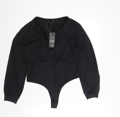 Threadbare Womens Black Polyamide Bodysuit One-Piece Size 14 Snap