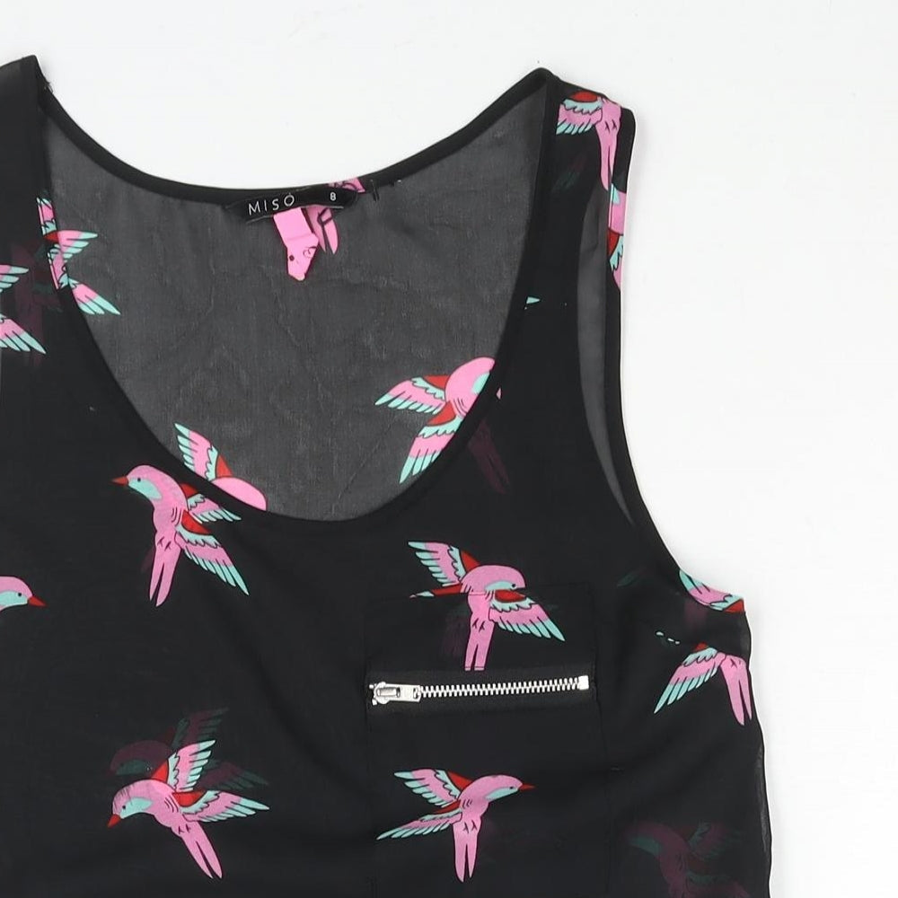 Womens UK Size 8 Miso Black Camisole Blouse