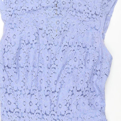 Oasis Womens Blue Cotton A-Line Size 10 Round Neck Zip