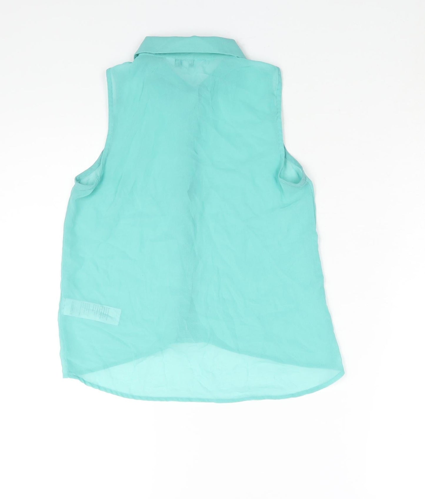 New Look Girls Green Polyester Camisole Blouse Size 11 Years Collared Button - Semi Sheer