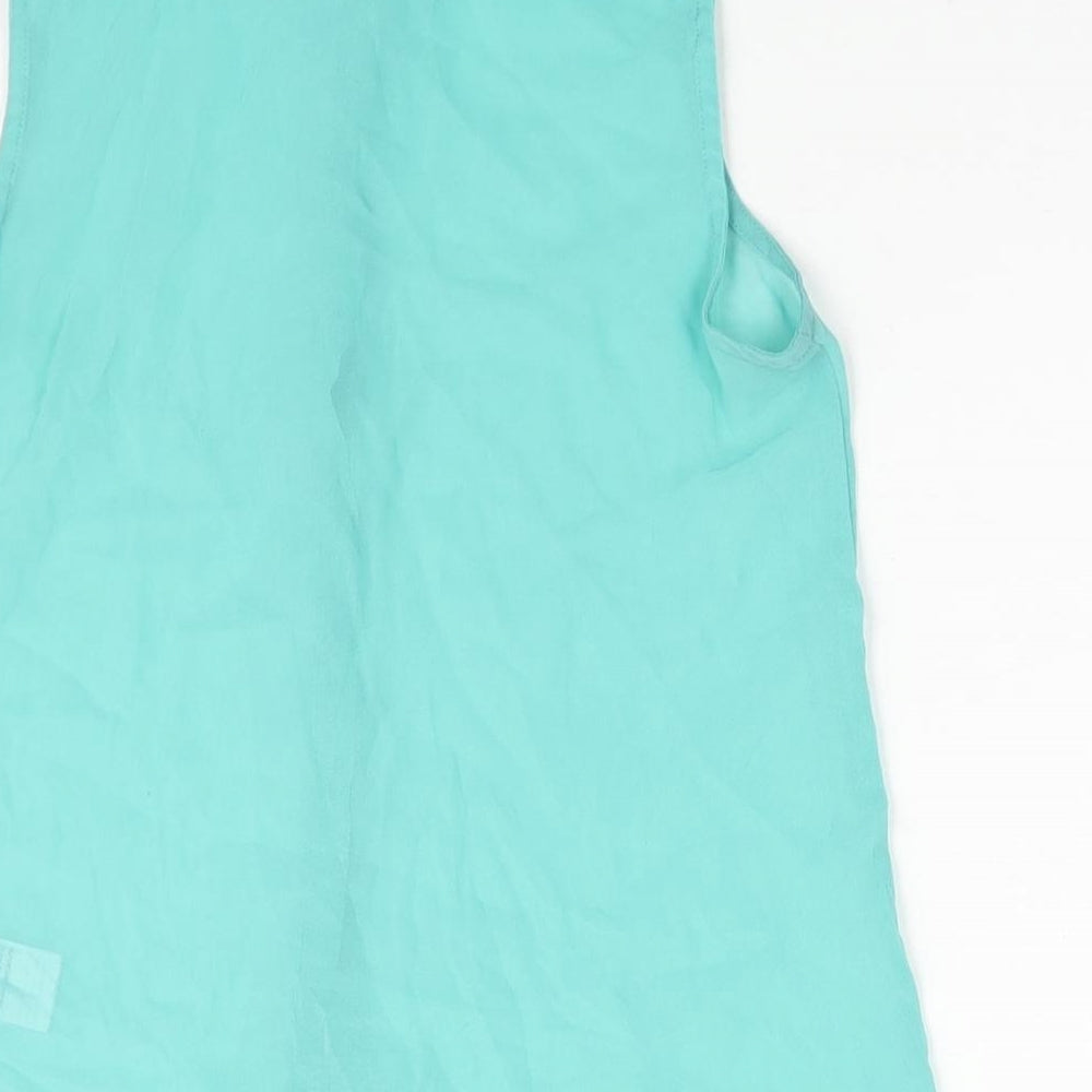 New Look Girls Green Polyester Camisole Blouse Size 11 Years Collared Button - Semi Sheer